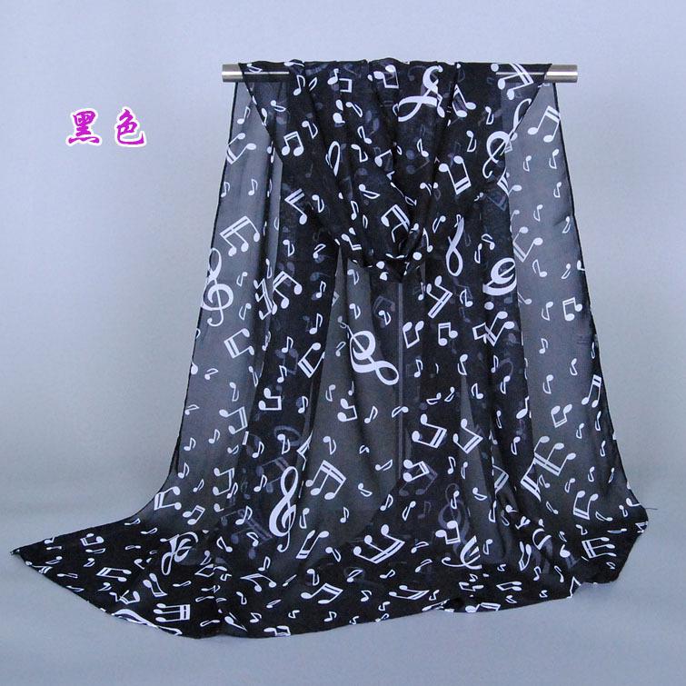 Женский шарф Музыкальный символ Шифоновый шарф
