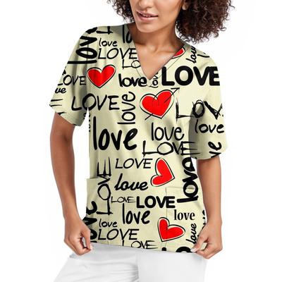 Летний топ с V-образным вырезом и сердечным узором с 3D-принтом, модные повседневные женские футболки с короткими рукавами
