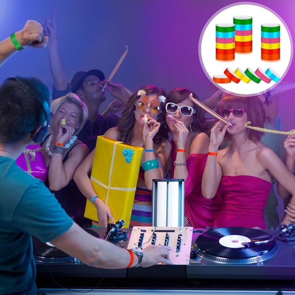 600 Pcs Paper Wristbands Neon Wrist Bands Waterproof Hand Bands for Events Lightweight Concert Wristbands Neon Colored Adhesive Wristbands for Party