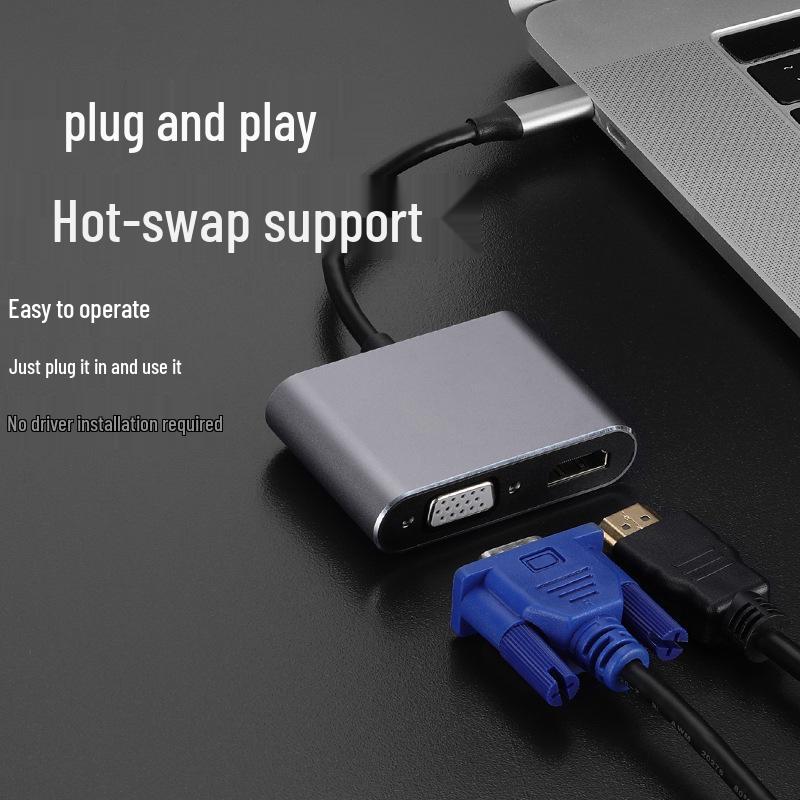 Адаптер USB-C на HDMI и VGA для двойного дисплея 4K