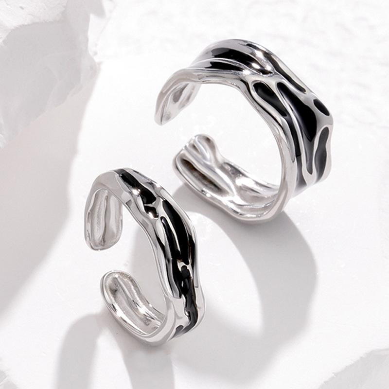 Кольцо для пары из титановой стали, популярное кольцо из нержавеющей стали в стиле хип-хоп, преувеличенное черное кольцо с капельками масла