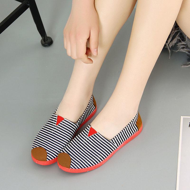 Женские парусиновые туфли Old Beijing Cloth Shoes Slip on Flat Shoes Soft All-match Casual Sneakers Work Shoes Lightweight