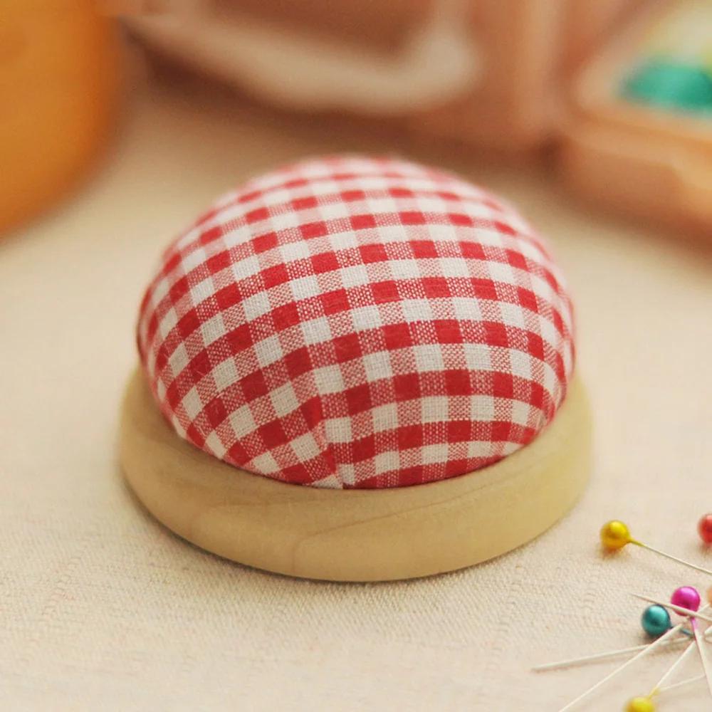 Шарообразная Прекрасная DIY Поделка Рукоделие Ткань Деревянное Дно Швейные Аксессуары Держатель для Игл Подушечка для Иголок Подушка для Иголок