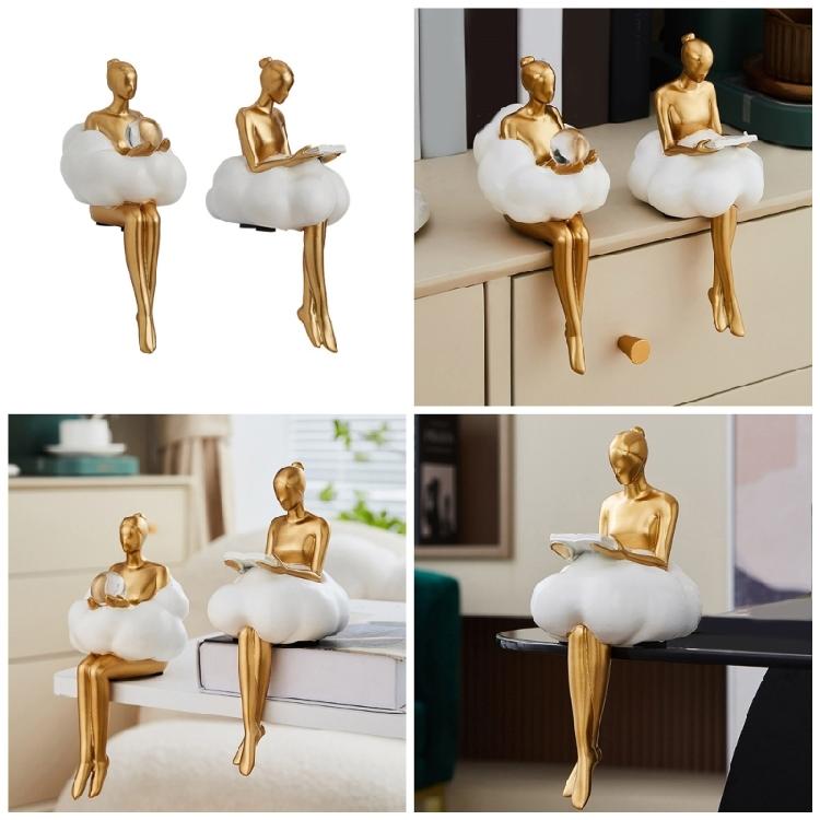 Художественные смолы Фигурка Девушки-облака Скульптура Мыслителя Статуэтка абстрактного искусства для украшения стола или книжной полки Подарок