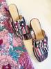 In The Balcony Paige Pleats String Pleats Rainbow Buckle Sandals 6Cm Heel