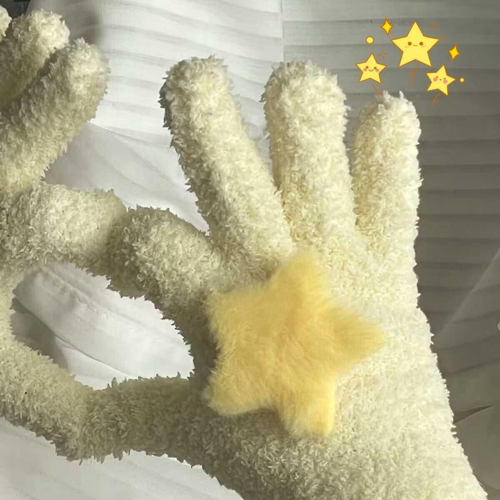 Эксклюзив для новичков: Молочно-желтые флисовые перчатки в корейском стиле со звездами для зимних студентов