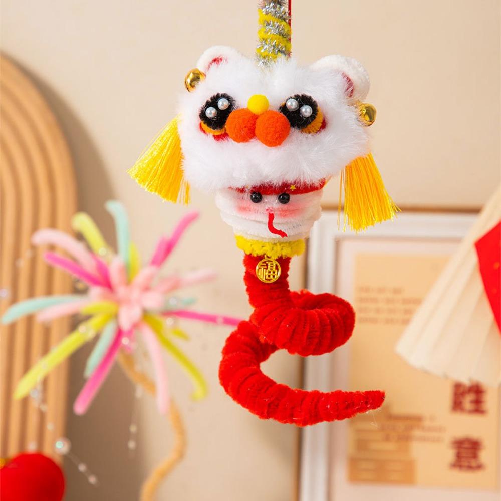 Iron Wire Strip Stick Handmade Plush New Year Craft Lunar Snake Year Ornament  Festival Decor