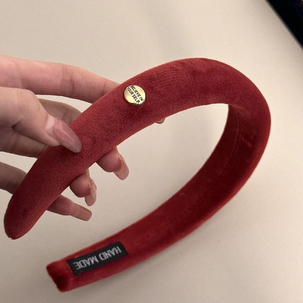 Cloth Red Sponge Headband Camellia Flowers Velvet Hair Band Creative   Girl