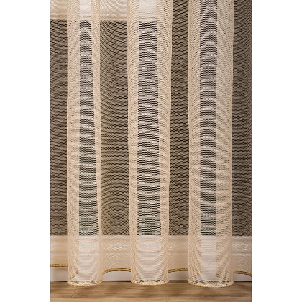 Crown Beige Plain Color Tulle Curtain Pleele Flat Strains, Extrafor Shirin, Single Wing