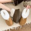 Thick-soled Snow Boots Women's New Winter Velvet Matte Leather Low-top Big-head Warm Fluffy Cotton Shoes
