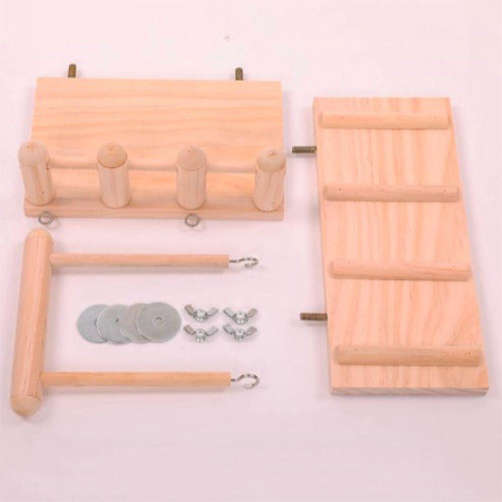 Wooden Bird Swing Climbing Ladder Natural Bird Playing Gyms Exercise Stands Hamster