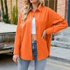 Women's Fashion Solid Color Loose Casual Single-Breasted Long Sleeve Shirt