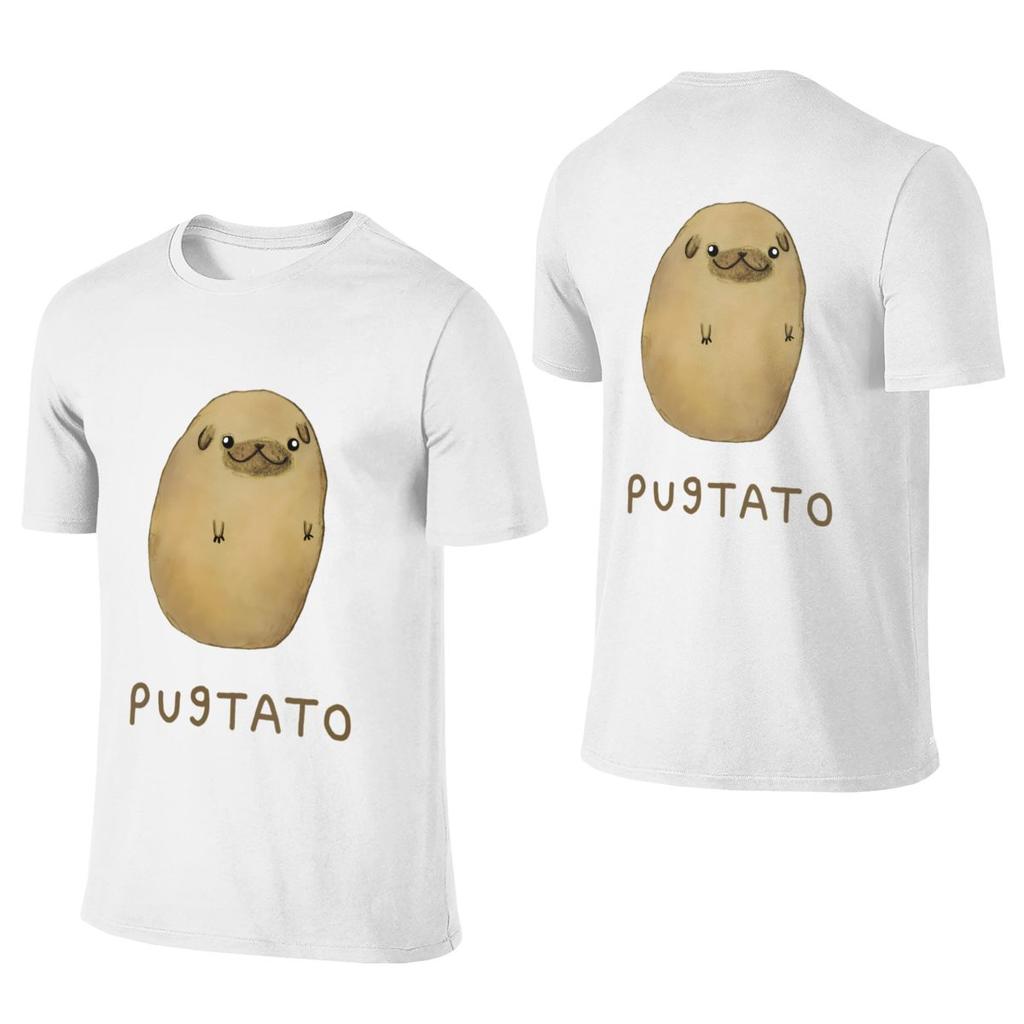Pugtato Simple Reversible Tshirt Light Commuting Atmosphere Basic Tee