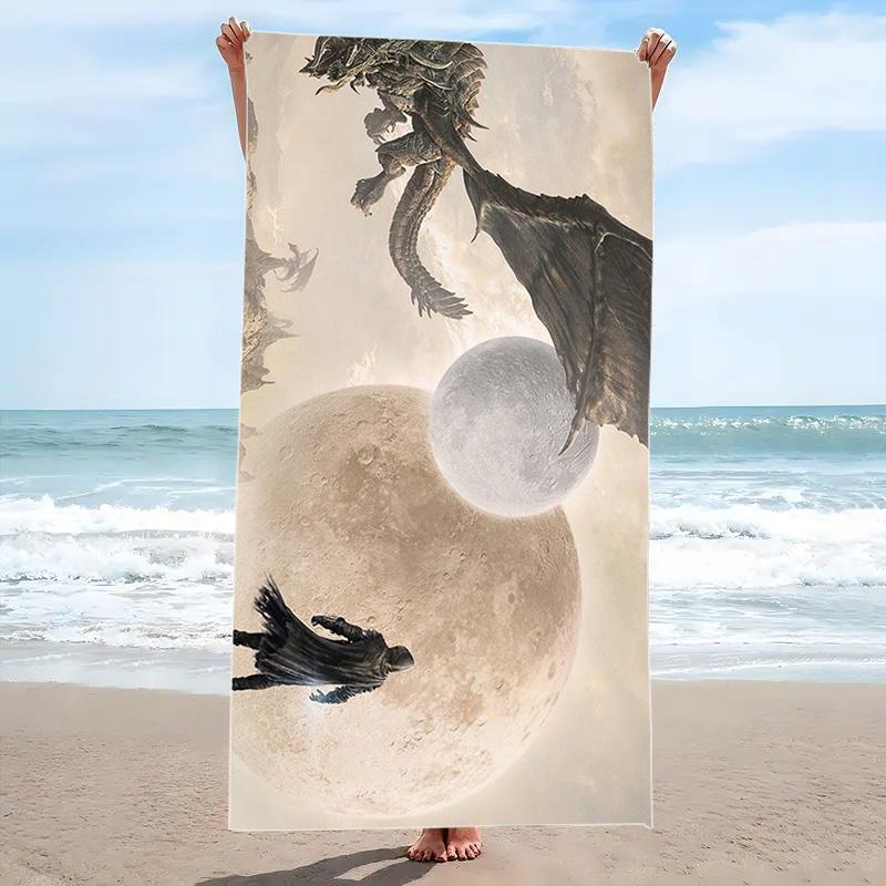 Moonknight Print Beach Towel, Large Soft Quick Dry Towel for Beach Camping Swimming