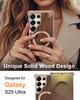 Деревянный чехол Eary для Galaxy S25 S24 Ultra С подставкой с поворотом на 360° Ударопрочный защитный чехол Уникальный деревянный дизайн Безрамный