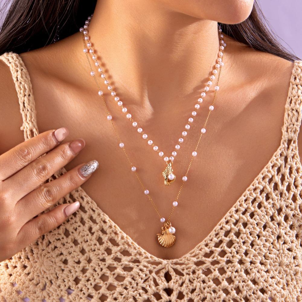 Ретро Темперамент Бохо Чокер Ювелирные изделия Многослойный дизайн Бусины Жемчужное ожерелье Женская мода