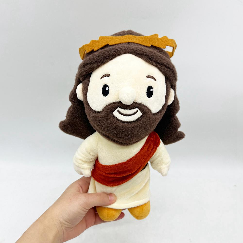 28Cm Adorable Jesus Plush Doll With Friendly Smile And Golden Crown Religious Soft Toy For Sunday School Kids Gift Home Decor