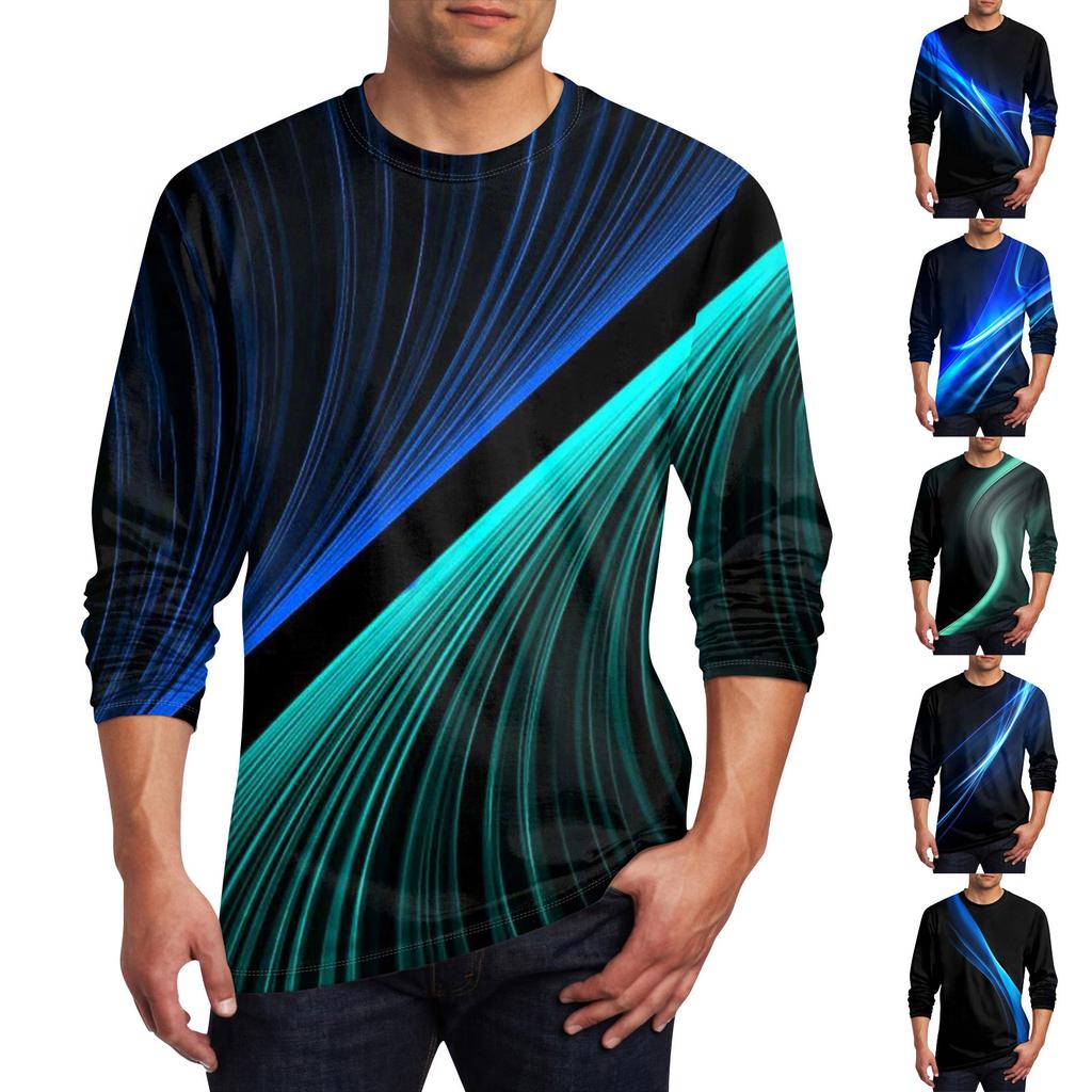 Men's T Shirt O-Neck Clothing Apparel Outdoor Long Sleeve Print Fashion Designer Vintage