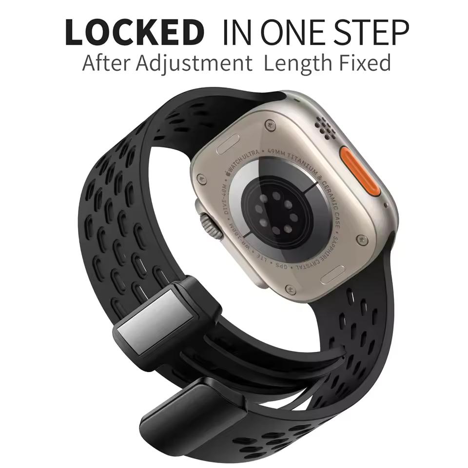 Магнитный силиконовый ремешок для Apple Watch Band Ultra 3 2 49мм 45мм 41мм Браслет для iWatch Series 11 10 9 8 7 6 SE 5 4 3 38мм 46мм 42мм 44мм