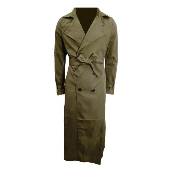 Men Trench Coat Lapel Long Sleeve Solid Color Windbreaker Double Breasted Long Style Outdoor Business Outwear