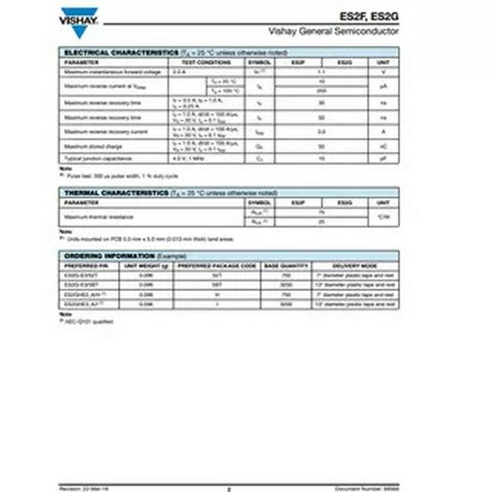 New ES2F-E3/5BT Rectifier Chip - SMB Package