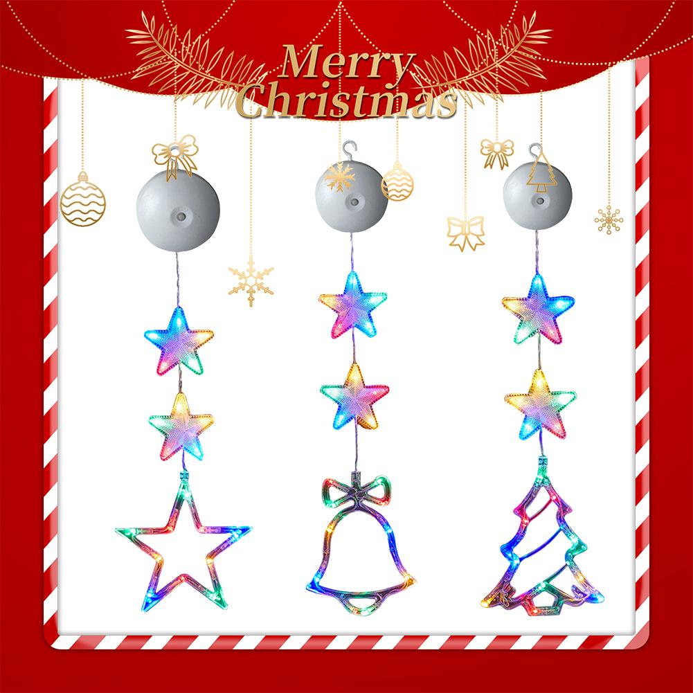 1/3pcs Christmas Lights LED String Lights Fairy New Year Window Light with Suction Cup For Home Window Bedroom Christmas Decor