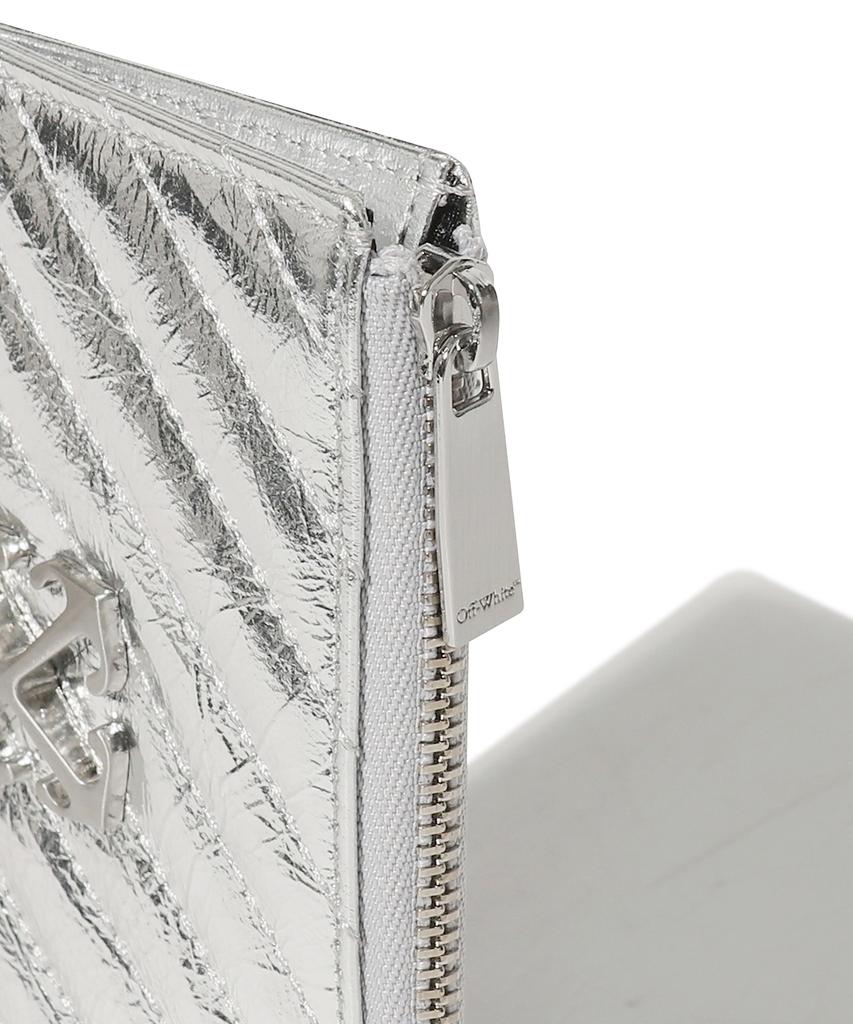 Off-White Quilted Card Wallet Short (Silver)