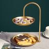 Креативная двойная металлическая тарелка для десерта, тарелка для салата, тарелка для фруктов, тарелка для конфет, посуда, кухонные принадлежности