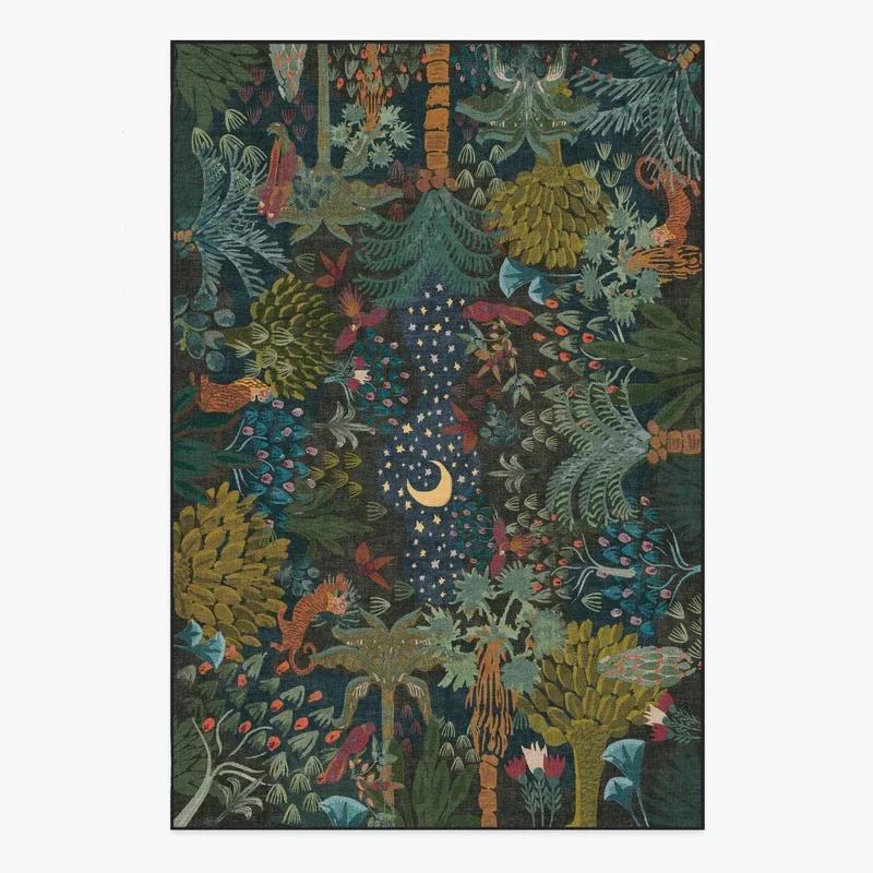 Ковер в гостиную большого размера, прикроватный коврик для спальни, машинная стирка, ковры с изображением джунглей, лося, животных, в стиле ретро, ковер для домашнего декора