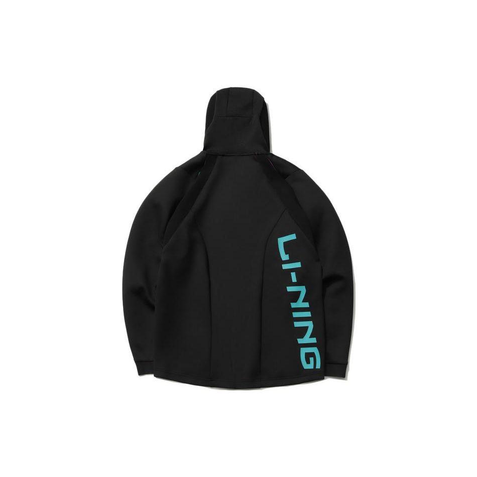 Li Ning Sports Basketball Series Logo Print Zipper Hoodie Men Hoodies Black AWDR093-1