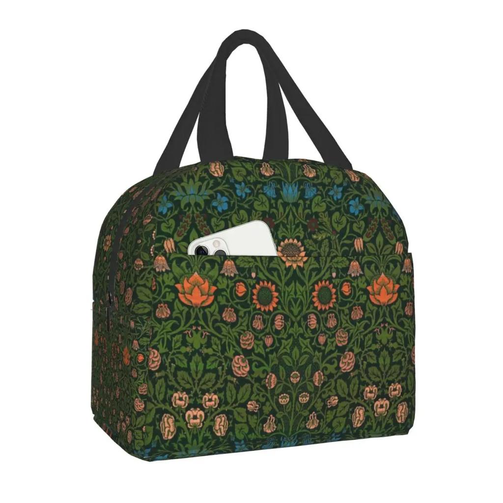 William Morris Цветочный текстильный принт термоизолированная сумка для ланча женская портативная коробка для ланча для детей школьные многофункциональные сумки для еды