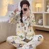 Пижама с принтом Love Bear, женская зимняя, с длинным рукавом, комплект из двух предметов, модная, кавайная, милая