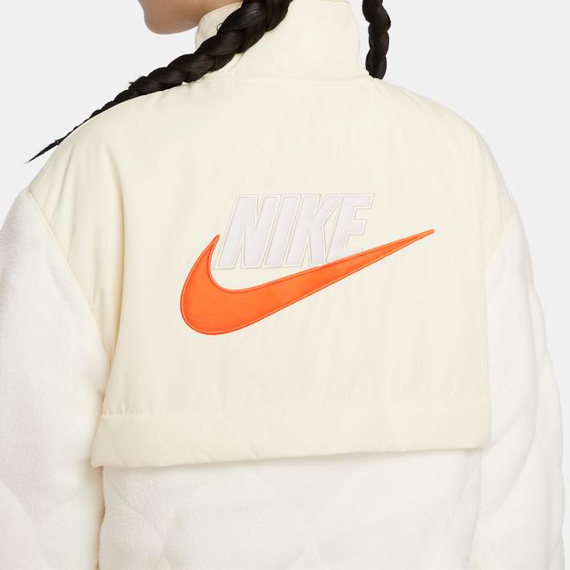 Nike Повседневная хлопковая куртка с цветными блоками и воротником-стойкой, женские куртки цвета кокоса и молока FB8688-113