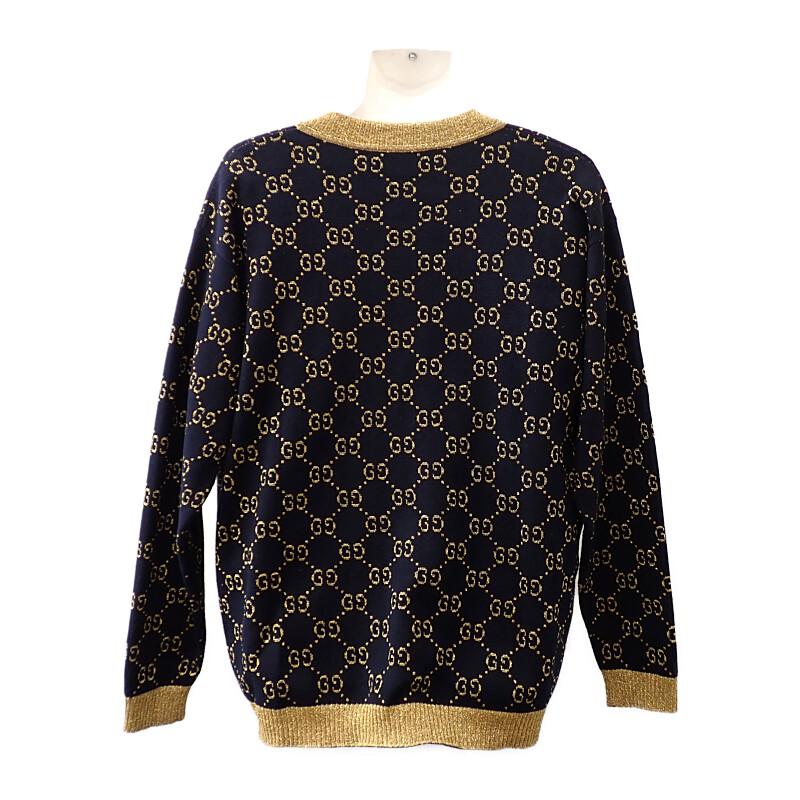 GUCCI  529193_X9W83_4921 M cardigan Navy/gold cotton mens