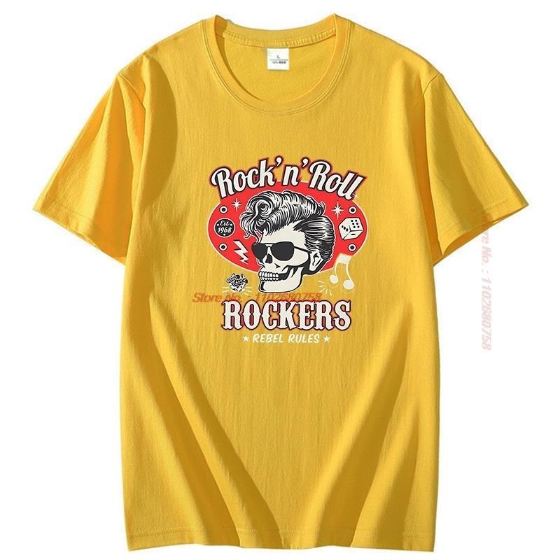Rockabilly Rock And Roll Funny Graphic T Shirts Skull Dice Rockers Cotton Short Sleeve Tshirt Summer New In Tops And Tshirts