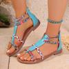 Fashion Bohemian Style Flat Sandals for Women Clip Toe Gladiator Sandals Woman Retro Summer Casual Beach Shoes Anti Slip Flip Flops