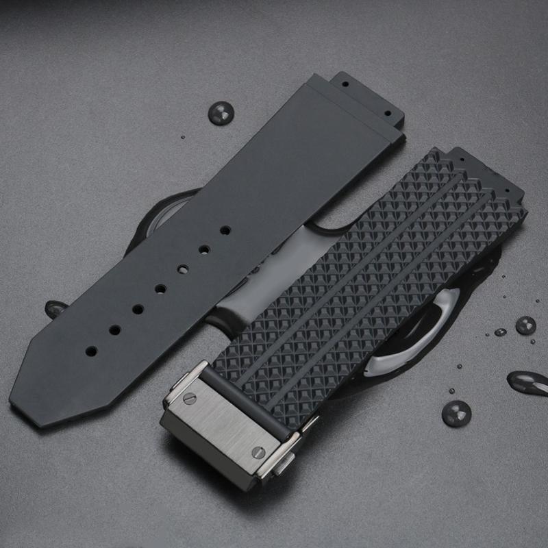 For Watch Band For HUBLOT BIG BANG Silicone 26*19mm 24*17mm Waterproof Men Watch Strap Accessories Granular Rubber Bracelet Brown