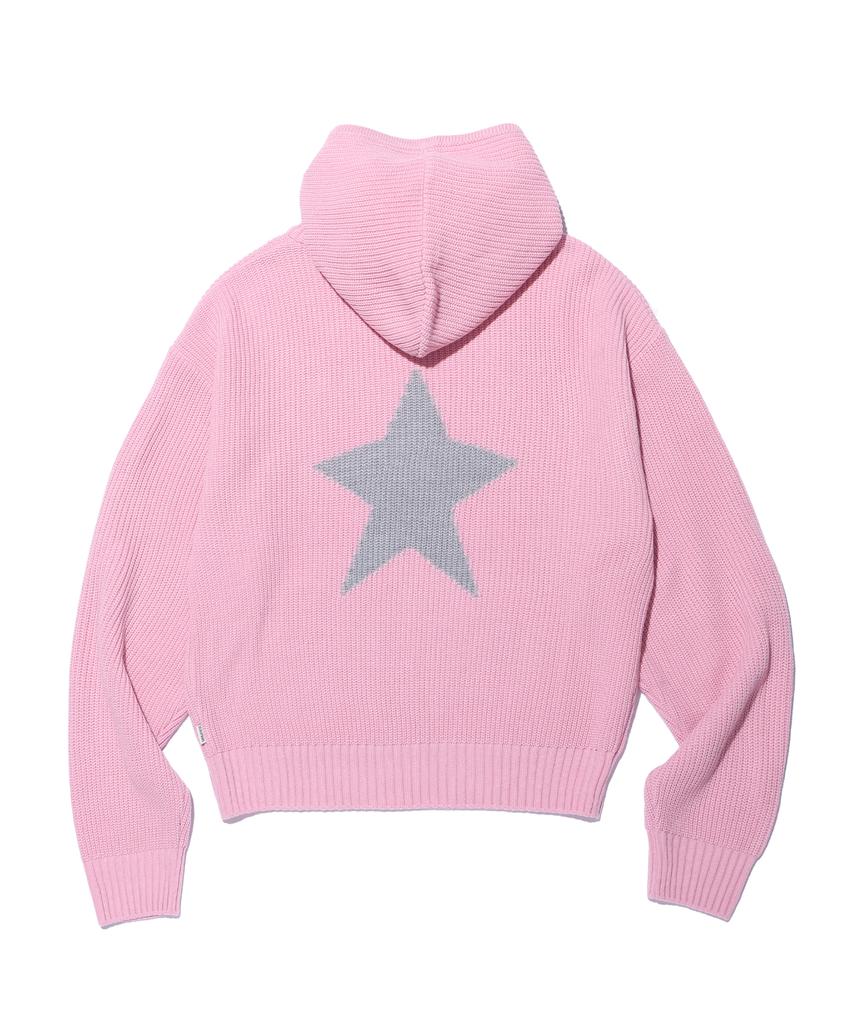 YOUHEE Star Knit Hoodie Pink