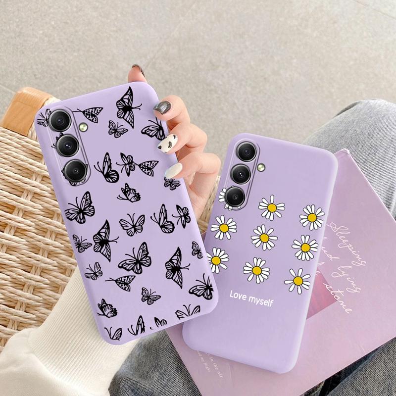 Мягкий силиконовый чехол Cat Butterfly для Xiaomi Redmi Note 13 Pro 13C Poco C65 Samsung A35 A55 M35 Huawei Honor iPhone Camera Защитный противоударный чехол