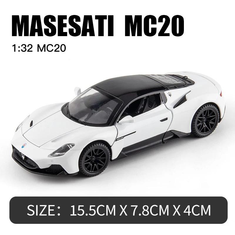 Масштаб 1/32 Сплав Спортивный автомобиль Купе Maserati MC20 Литая металлическая модель Звук и свет Игрушка с инерционным механизмом Украшения для рабочего стола компьютера Детский подарок