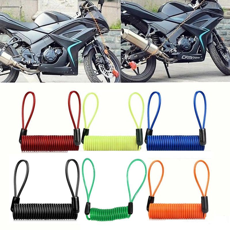 Motorcycle Helmet Reminder Spring Cable Lock Anti-Theft Rope Disc Lock Bicycle Security Theft Protection Travel Wire Rope