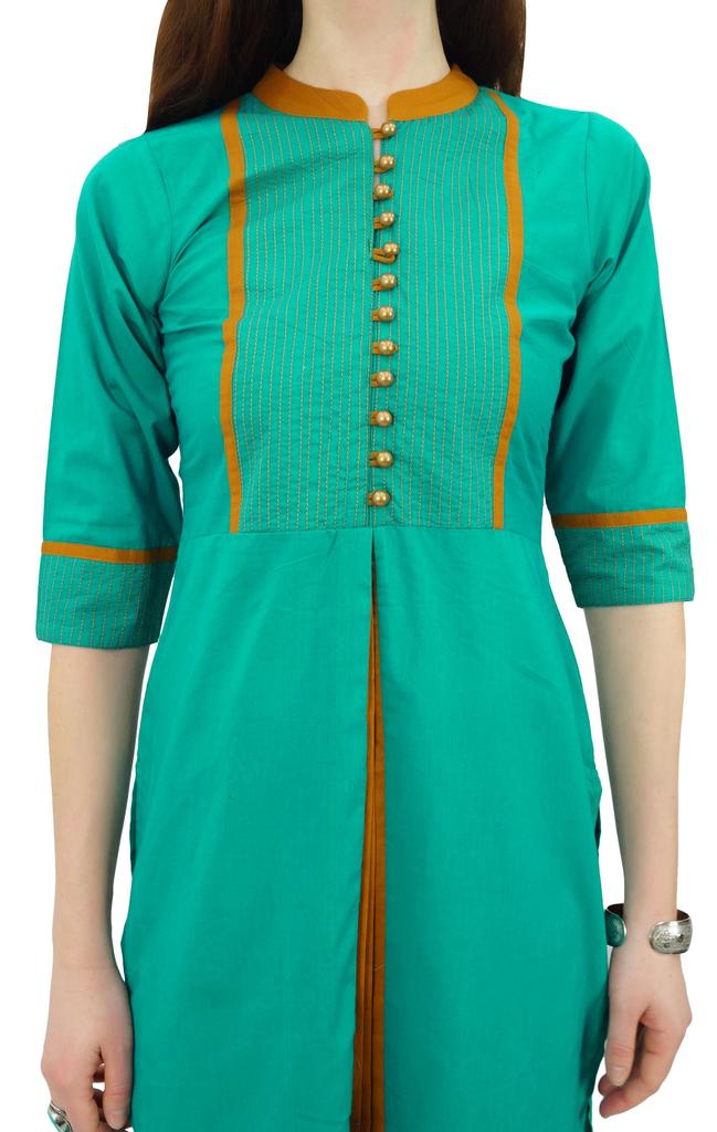 Phagun Женский однотонный узор воротник-стойка прямой курти индийский дизайнер этнический