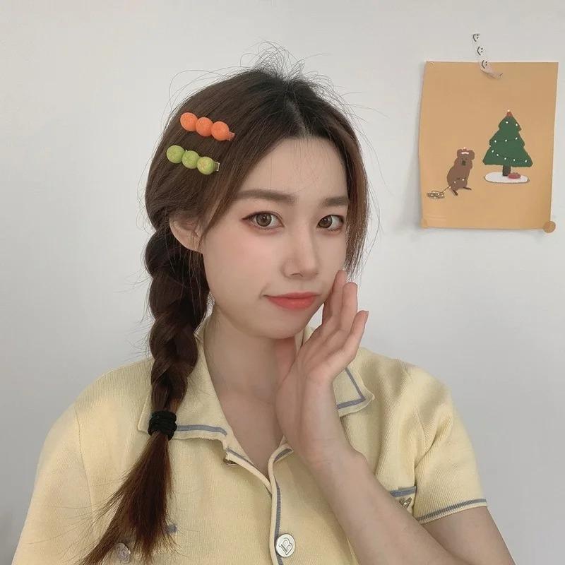 Креативная забавная заколка для волос в виде половинки очищенного апельсина, милый боковой зажим для девочки, японская заколка со словом "фрукт", зажим-уточка, популярные аксессуары для волос