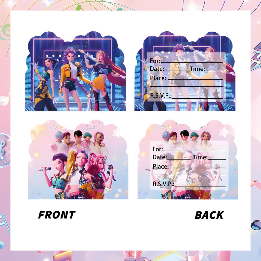 Demo Hunters Birthday Party Decoration Huntrix Kpop Background Flag Banner Decor DIY Party Tableware Set