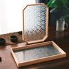 Vintage Wood Crabapple Glass Walnut Snack Storage Box Rectangular Tea Tray Dried Fruit Dim Sum Tray Household Tray