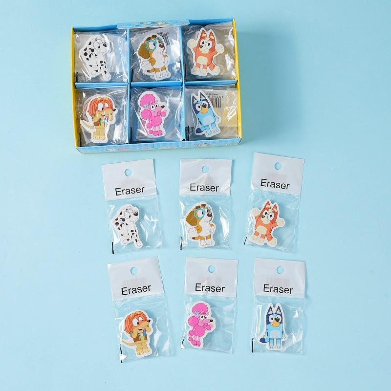 6 Styles Bluey Bingo Eraser Chloe Coco Honey Indy Anime Figure Model Pencil Eraser Stationery Students Children's Gift