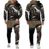 Mens Tracksuit Autumn And Winter Hoodie +Pants Two Piece Set Cool 3D Skull Print Mens Fashion Hoodies Sweatshirts Suits