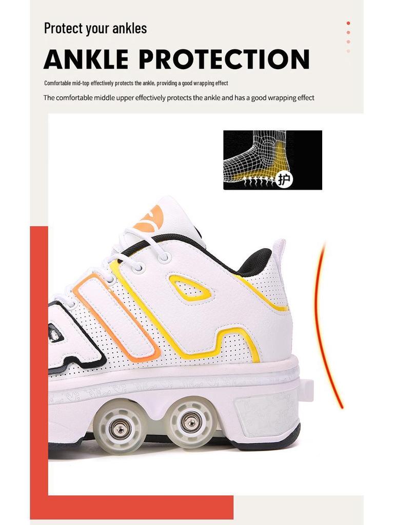 Раздвижные Деформируемые Роликовые и Ледовые Коньки для Взрослых и Детей - Двухрядный, Четырехколесный Дизайн, Невидимые Роликовые Коньки для Мужчин и Женщин.