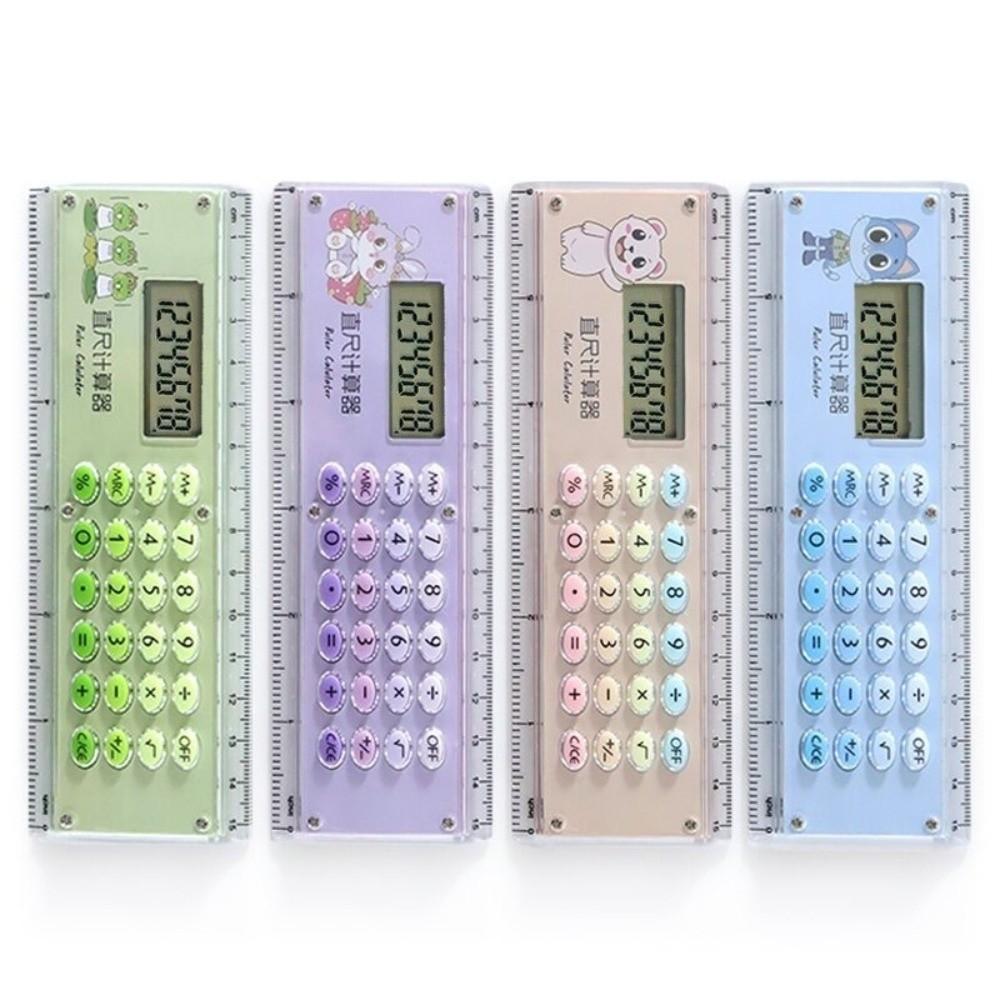 8 Digit Straight Ruler With Calculator Ultra-thin Stationery Drawing Tool School Supply