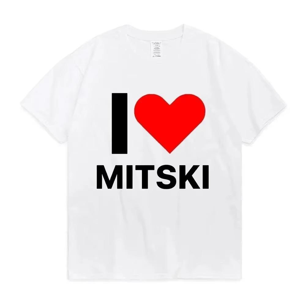 Забавная женская футболка I Love Mitski, мужская футболка с коротким рукавом из 100% хлопка, летняя футболка Harajuku, одежда унисекс, свободные футболки